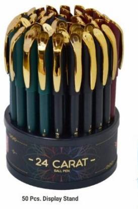 FLAIR 24 Carat Ball Pen Wallet Pack | Smooth Ink Flow System | Elegent Looks With Smudge Free Writing Experience | Blue Ink, Stand Of 50 Ball Pens