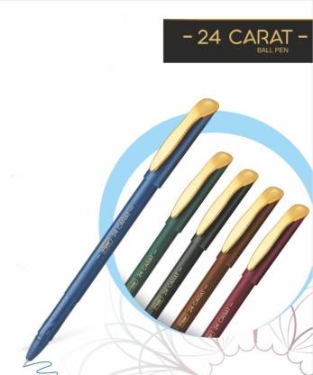 FLAIR 24 Carat Ball Pen Wallet Pack | Smooth Ink Flow System | Elegent Looks With Smudge Free Writing Experience | Blue Ink, Stand Of 50 Ball Pens