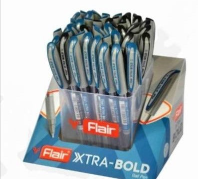 FLAIR Xtra Bold Ball Pen Wallet Pack | Tip Size 1.0 mm | Bold Writing With Comfortable Grip | Smooth Ink Flow System For Smudge Free Writing | Black Ink, Pack of 50