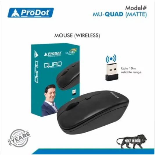 ProDot Quad(Made in India) Wireless Mouse, 2.4GHz with Nano receiver, 4 buttons (Matte)