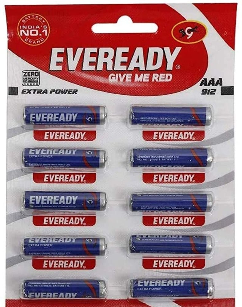 Eveready AAA Cell 912 Blue Battery, For Remotes 1.5 Volts Blue Battery Pencil cells PACK OF 12