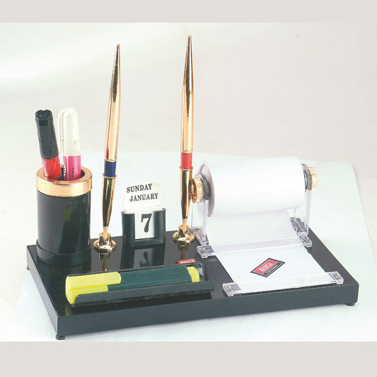 Kebica Decorative Pen Stand with 2 Pen Holder, Calendar for Office Table