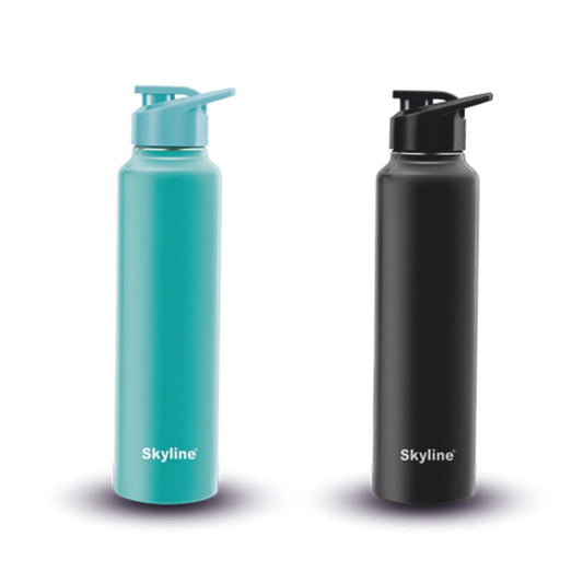 Skyline 2-Pack Stainless Steel Water Bottles | 1L Each | Durable, Leak-Proof & Travel-Friendly