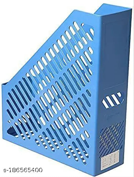 Kebica 1 Compartments Hard Plastic Book and Magzine Shelf Plastic Magazine Case Holder Stand ( Blue )