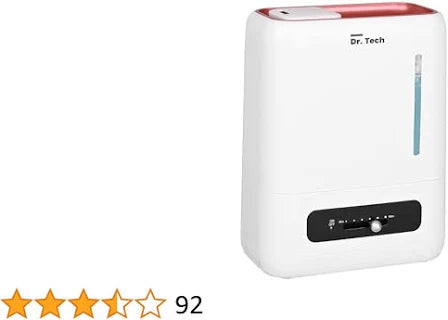Dr. Tech J820 Ultrasonic Humidifier Cool Mist Air Purifier Dryness Cold & Cough Large Capacity Ideal Fit for Indoors Office Babyroom Nursery and Bedro