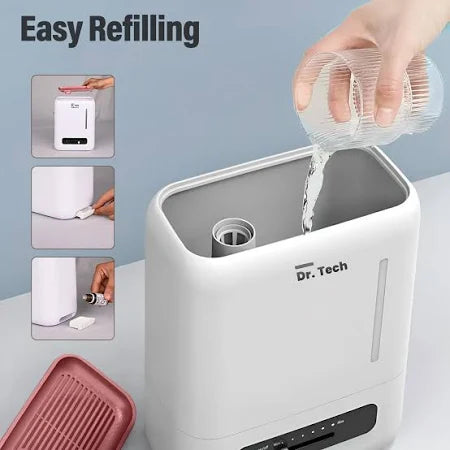 Dr. Tech J820 Ultrasonic Humidifier Cool Mist Air Purifier Dryness Cold & Cough Large Capacity Ideal Fit for Indoors Office Babyroom Nursery and Bedro