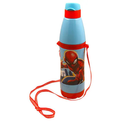 SKI Polo Spiderman Print Round Plastic Insulated Water Bottle 550 ml