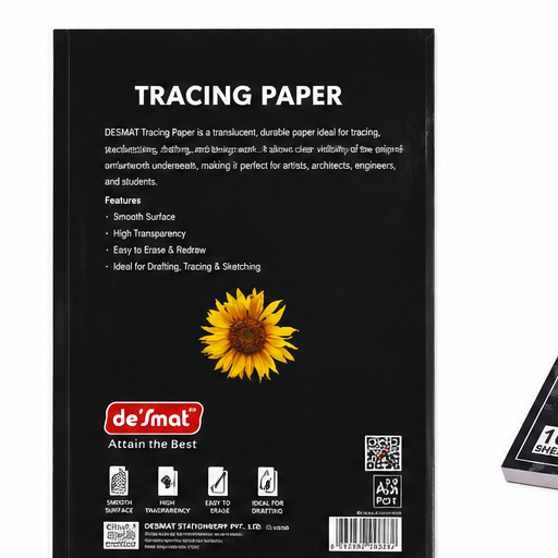 DESMAT A3 Tracing Paper Pad | 100 Sheets | High Transparency Butter Paper for Drawing, Sketching, Drafting & Architectural Design | Smooth Finish Tracing Sheets