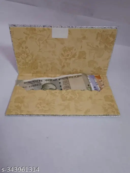 SCOFFCO Envelope Pouch with Laser cut Design Gaddi Cash Box for Shagun Wedding Birthday cash envelope Silver