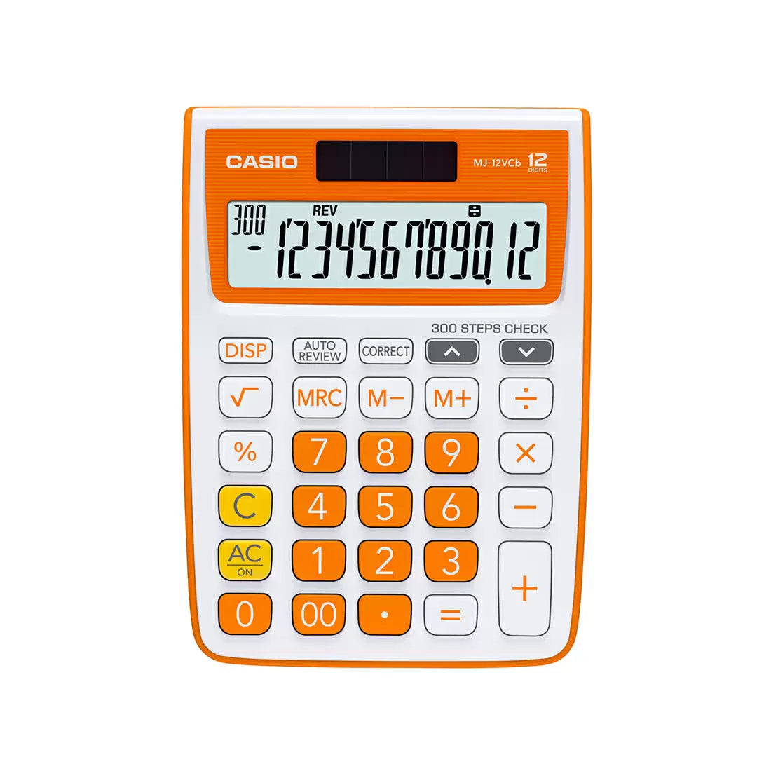 Casio Colourful Check & Correct MJ-12VCB 300 Steps Check and Correct Desktop Calculator with Bigger Screen/Keys (12 Digit), Black