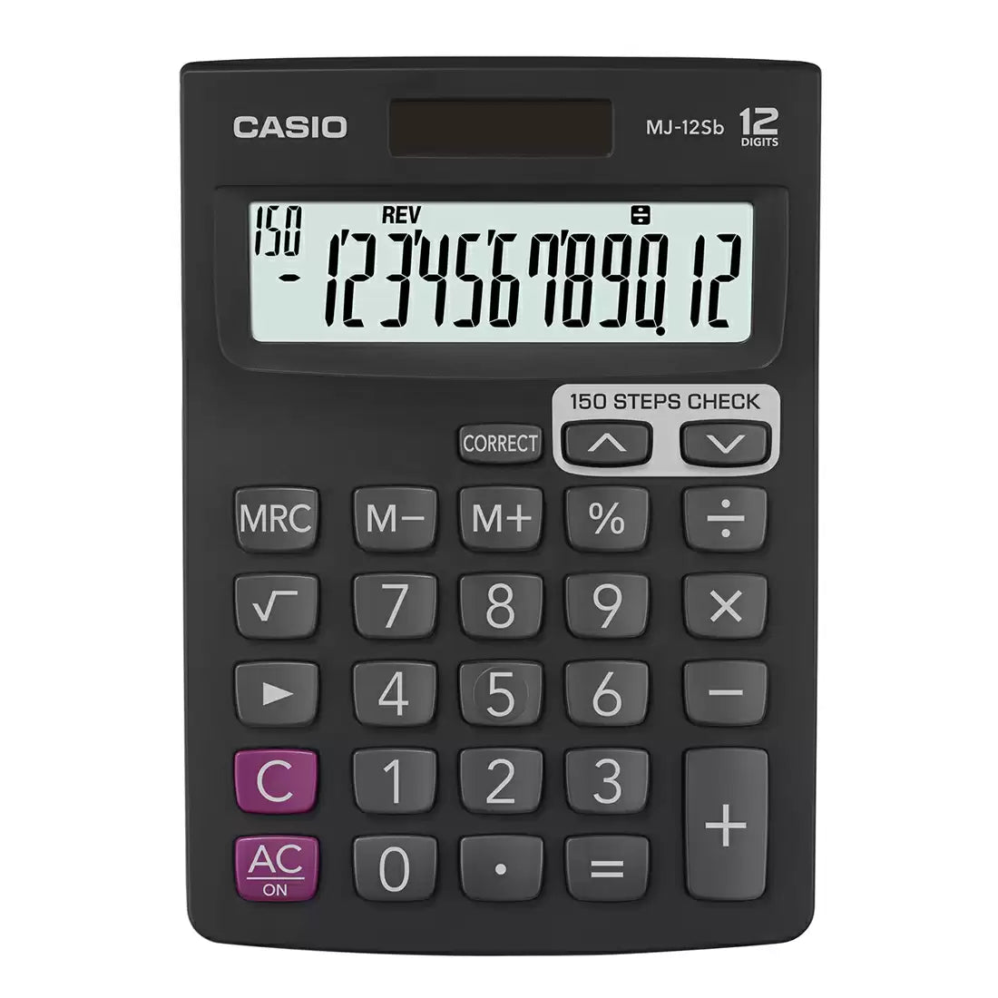 Casio MJ-12SB 150 Steps Check and Correct Desktop Calculator with Bigger Screen/Keys (12 Digit), Black