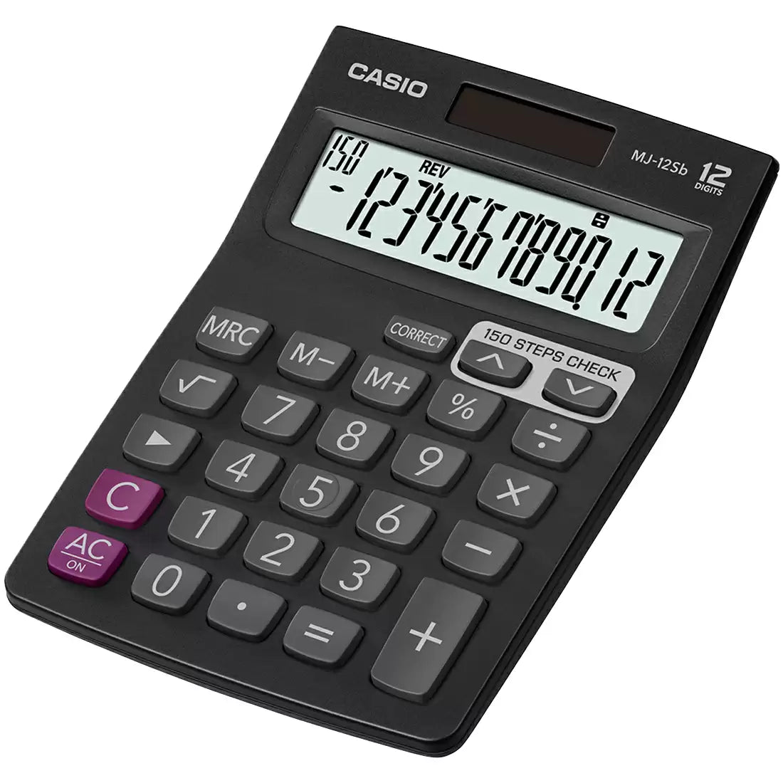 Casio MJ-12SB 150 Steps Check and Correct Desktop Calculator with Bigger Screen/Keys (12 Digit), Black