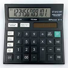 Citizen CT-512 WT 112 Steps Check and Correct Desktop Calculator with Bigger Screen/Keys (12 Digit), Black - Scoffco